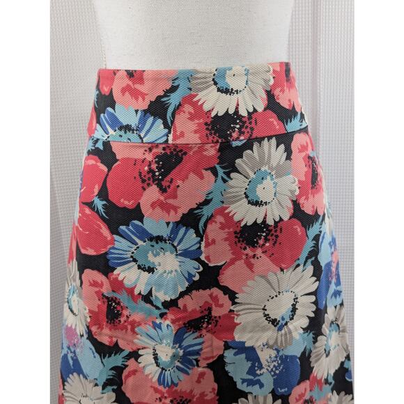 TALBOTS! COOL BLUES, PINK & WHITE FLORAL, TEXTURED COTTON BLEND SKIRT! SZ 8 - Picture 3 of 9
